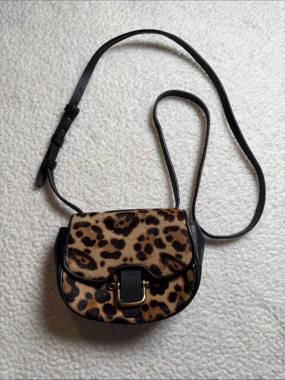 J. Crew Leopard Print Crossbody with Black Trim